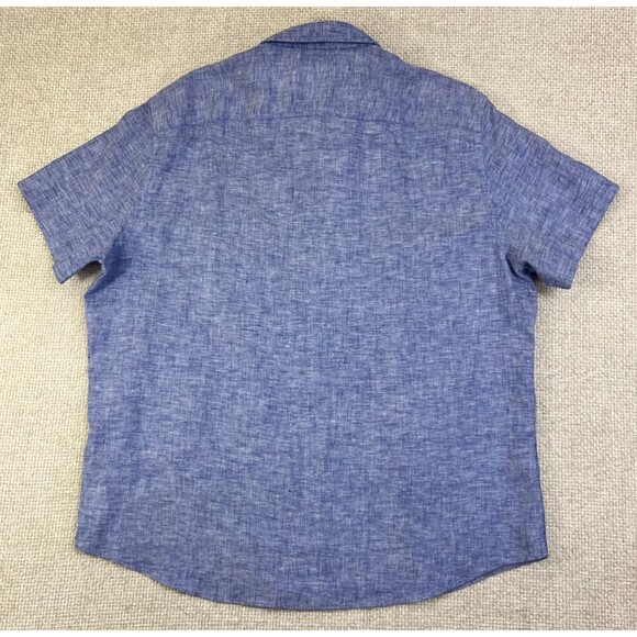 UNTUCKit Linen Shirt Men's 2XL Blue Short Sleeve Button Up Wrinkle Resistant - Picture 3 of 7